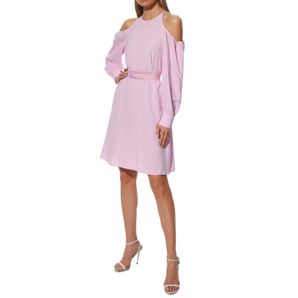 Stella McCartney Pink Cold Shoulder Belted Dress