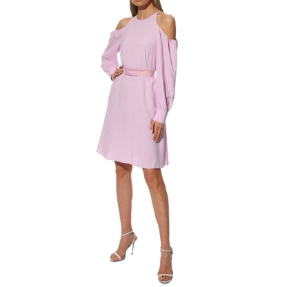 Stella McCartney Pink Cold Shoulder Belted Dress