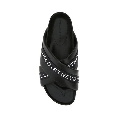 Stella McCartney Black Logo Tape Platform Slide Sandals