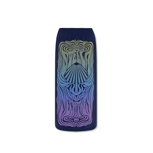 Stella McCartney Blue Gradient Art Nouveau-Style Print Midi Skirt
