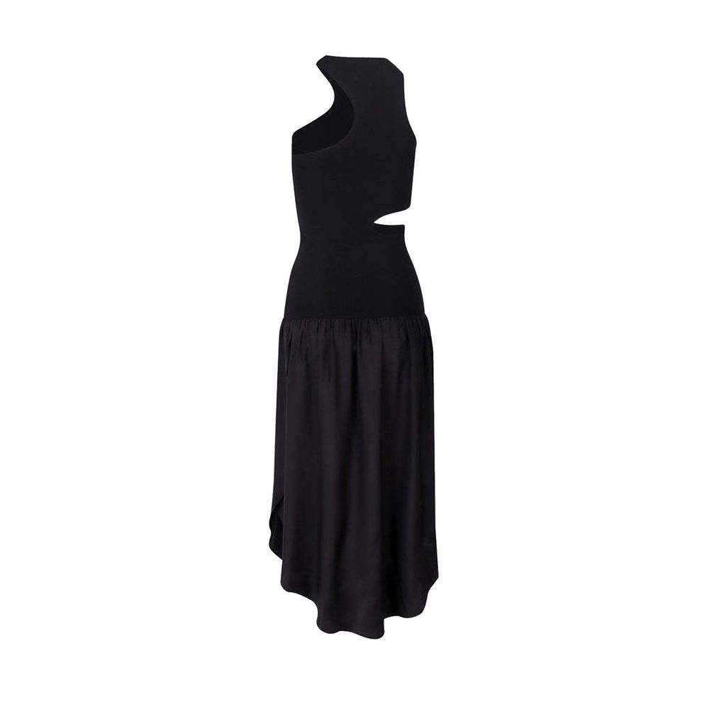 Stella McCartney Black Silk Asymmetric Cutout Midi Dress