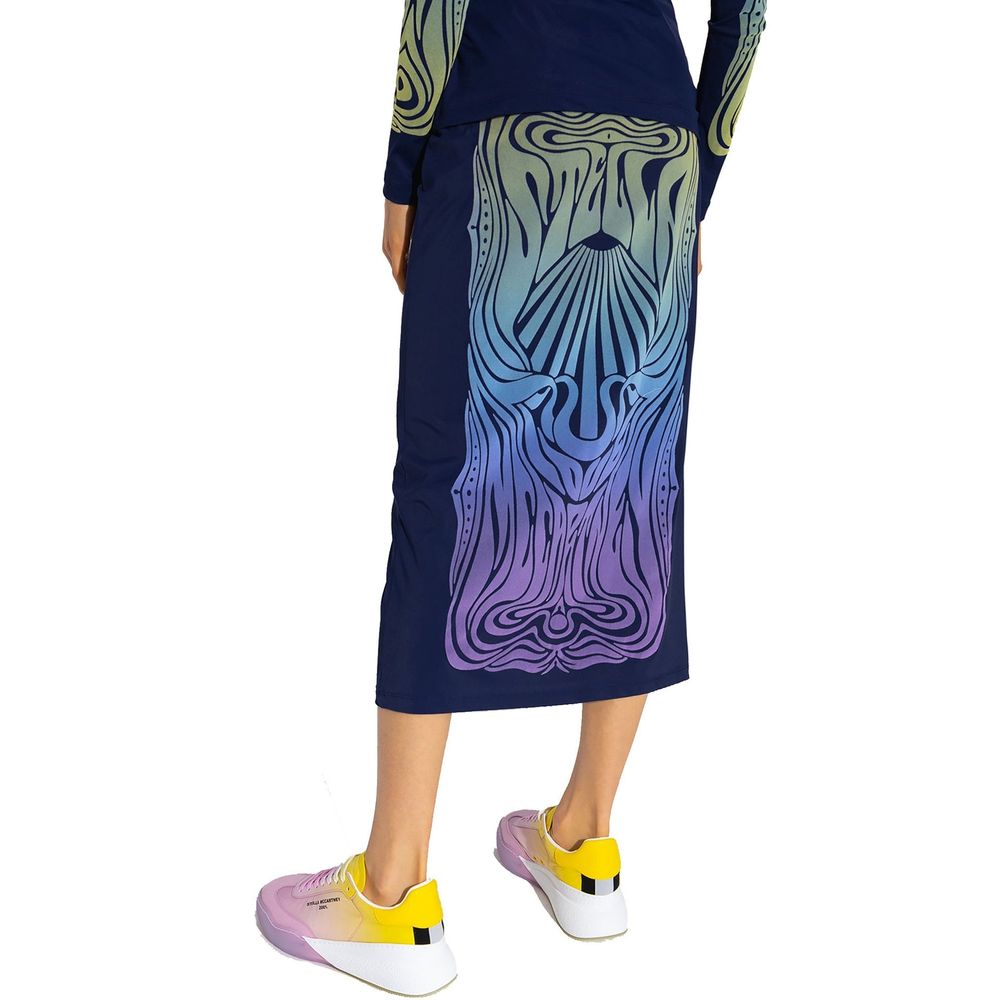 Stella McCartney Blue Gradient Art Nouveau-Style Print Midi Skirt