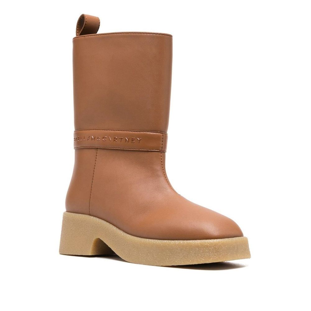 Stella McCartney Brown Faux Leather Skyla Rain Boots