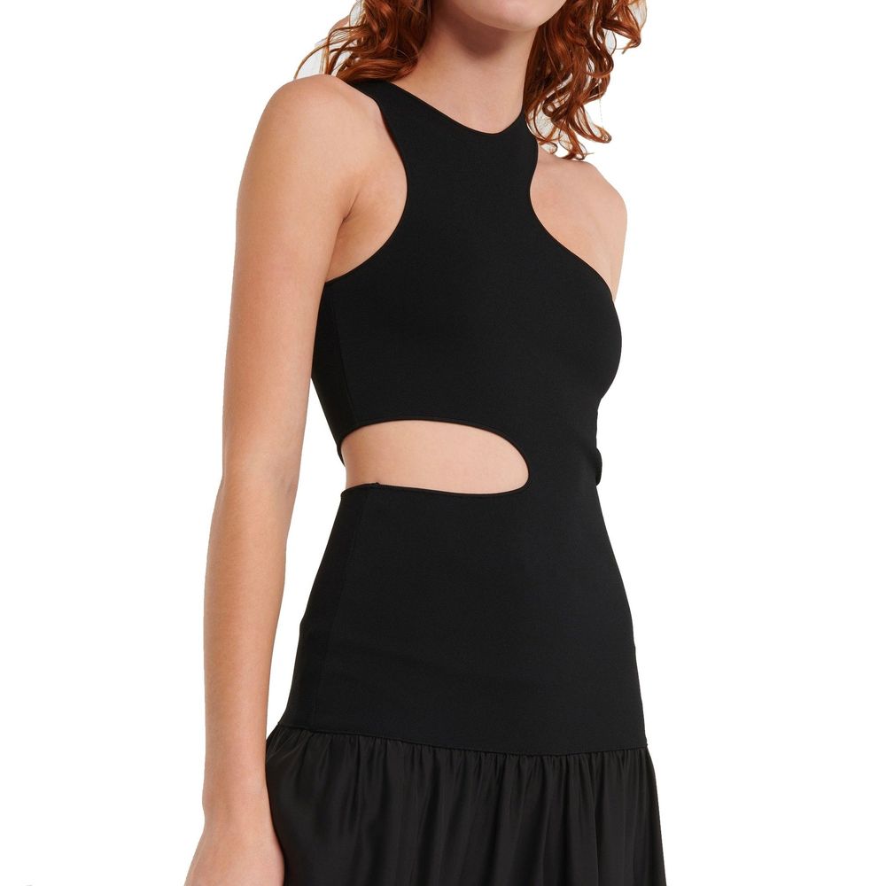 Stella McCartney Black Silk Asymmetric Cutout Midi Dress