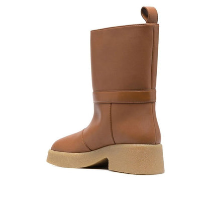 Stella McCartney Brown Faux Leather Skyla Rain Boots