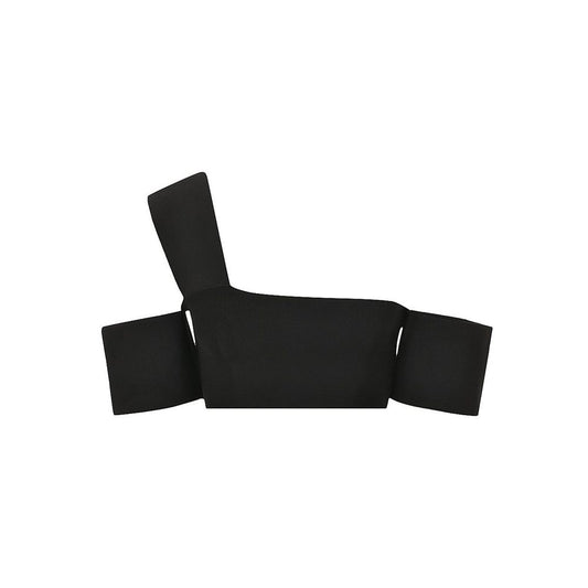 Alexander McQueen Black One-Shoulder Bandage Crop Top