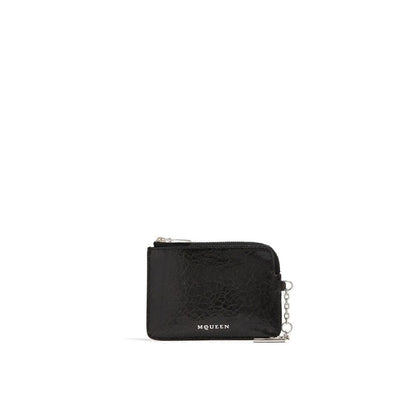 Alexander McQueen Black Leather Wallet with a Chain