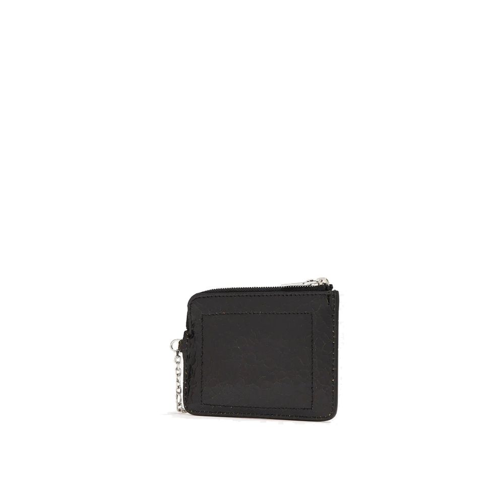Alexander McQueen Black Leather Wallet with a Chain