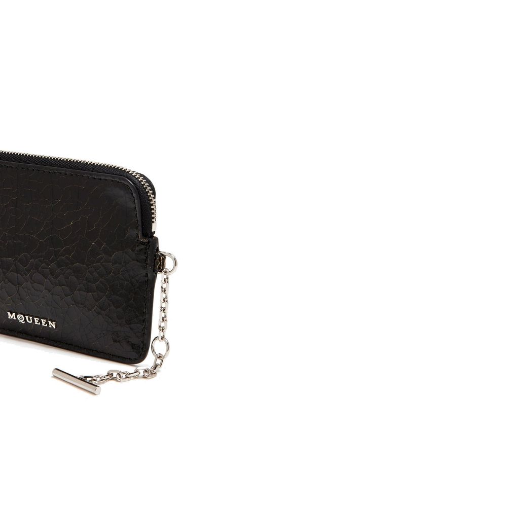 Alexander McQueen Black Leather Wallet with a Chain