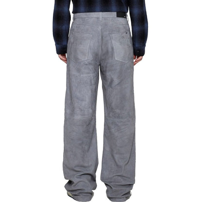 Amiri Gray Leather Pants for Men