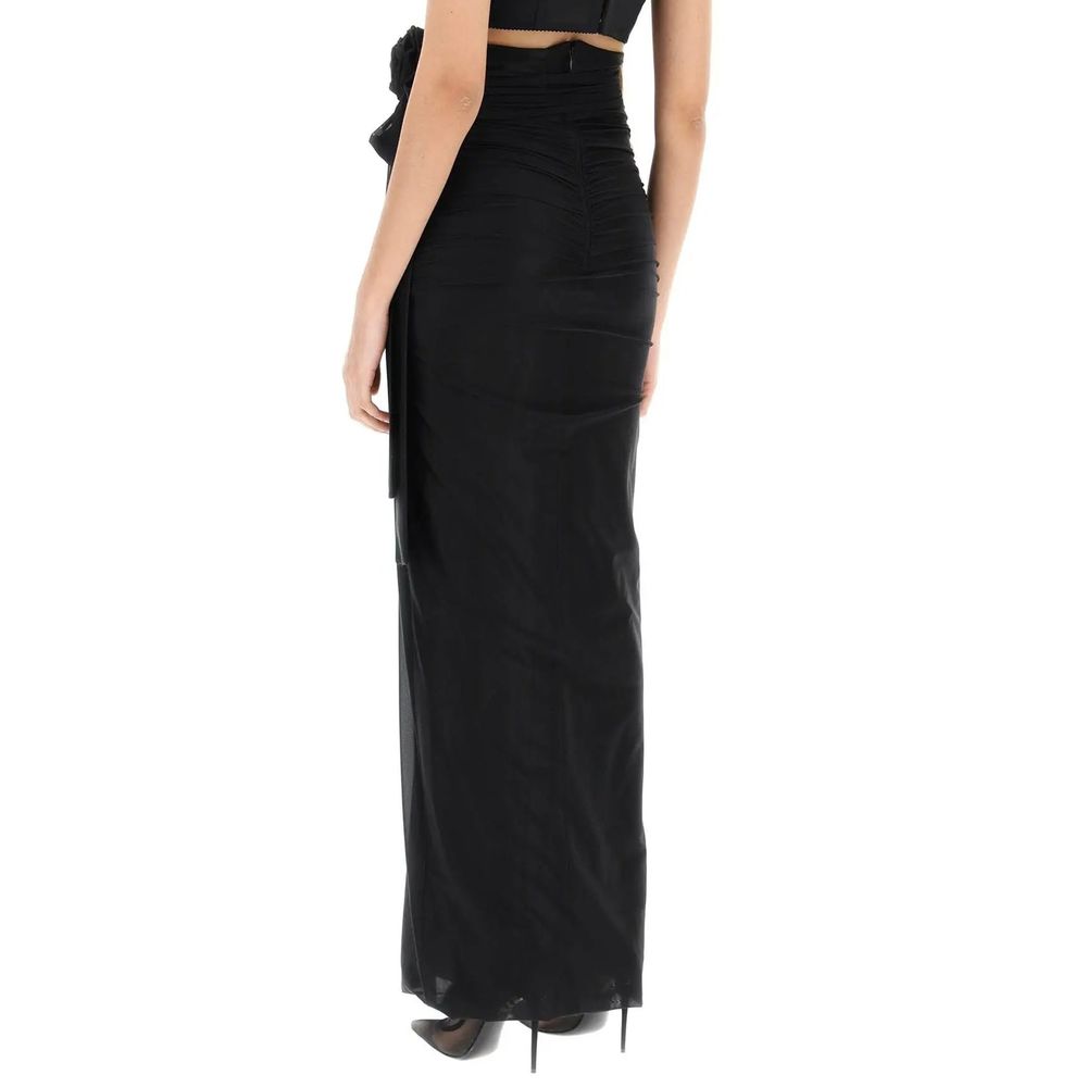 Dolce & Gabbana Black Elastane Maxi Skirt