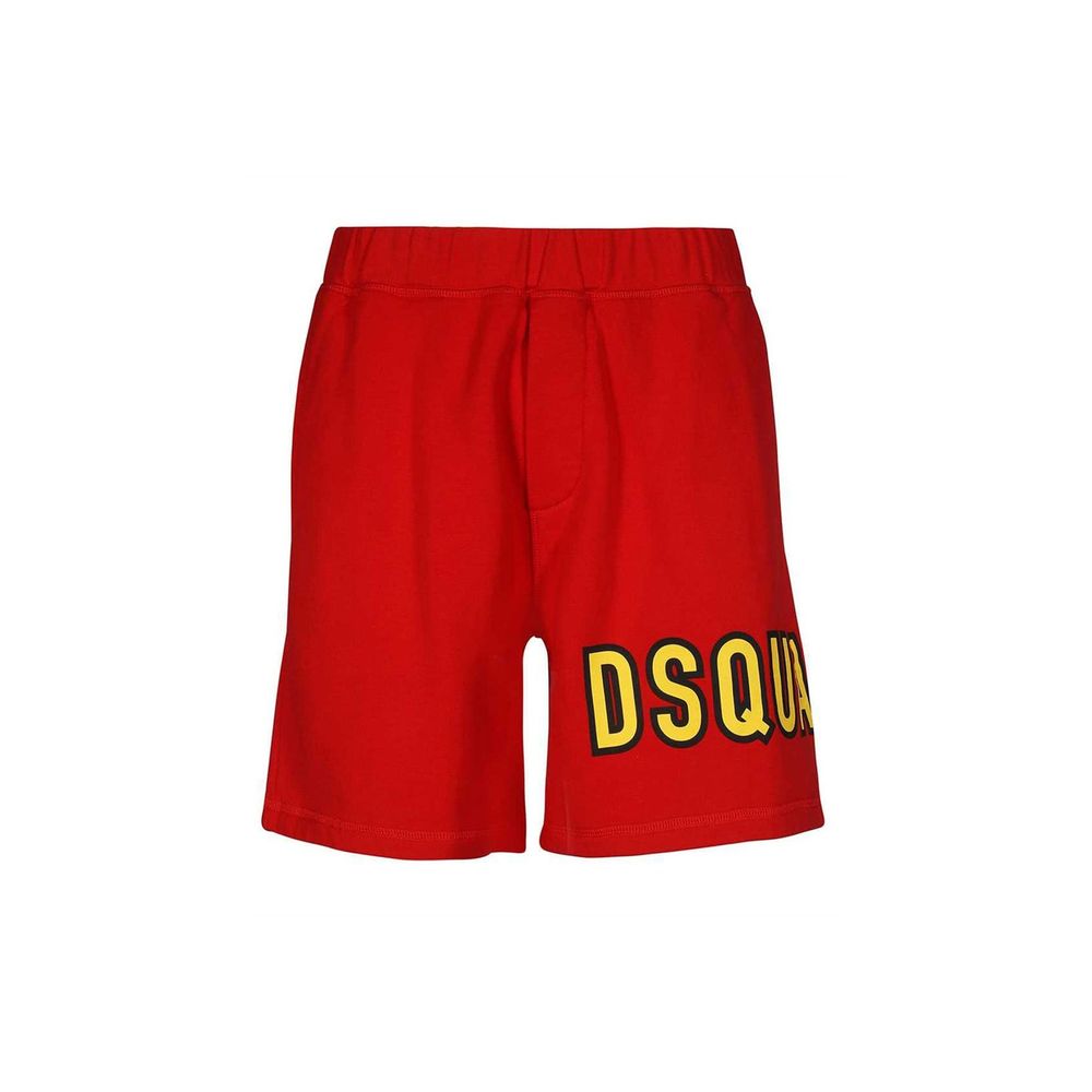 Dsquared2 Red Cotton Shorts with Yellow Logo