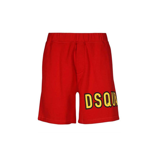 Dsquared2 Red Cotton Shorts with Yellow Logo