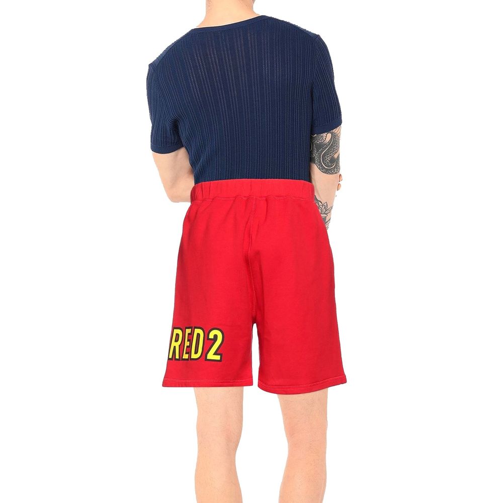 Dsquared2 Red Cotton Shorts with Yellow Logo