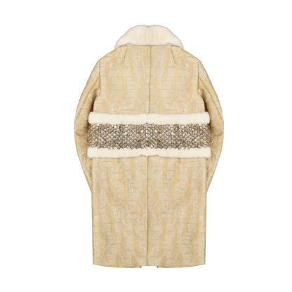 Dsquared2 Beige Polyamide Coat with Mink Fur Collar