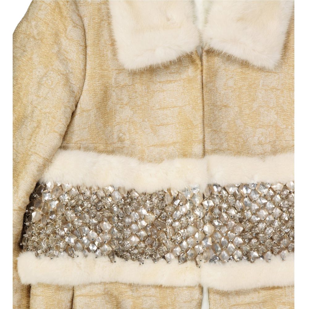 Dsquared2 Beige Polyamide Coat with Mink Fur Collar