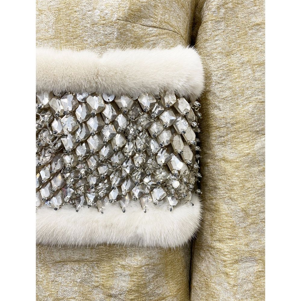 Dsquared2 Beige Polyamide Coat with Mink Fur Collar