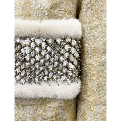 Dsquared2 Beige Polyamide Coat with Mink Fur Collar