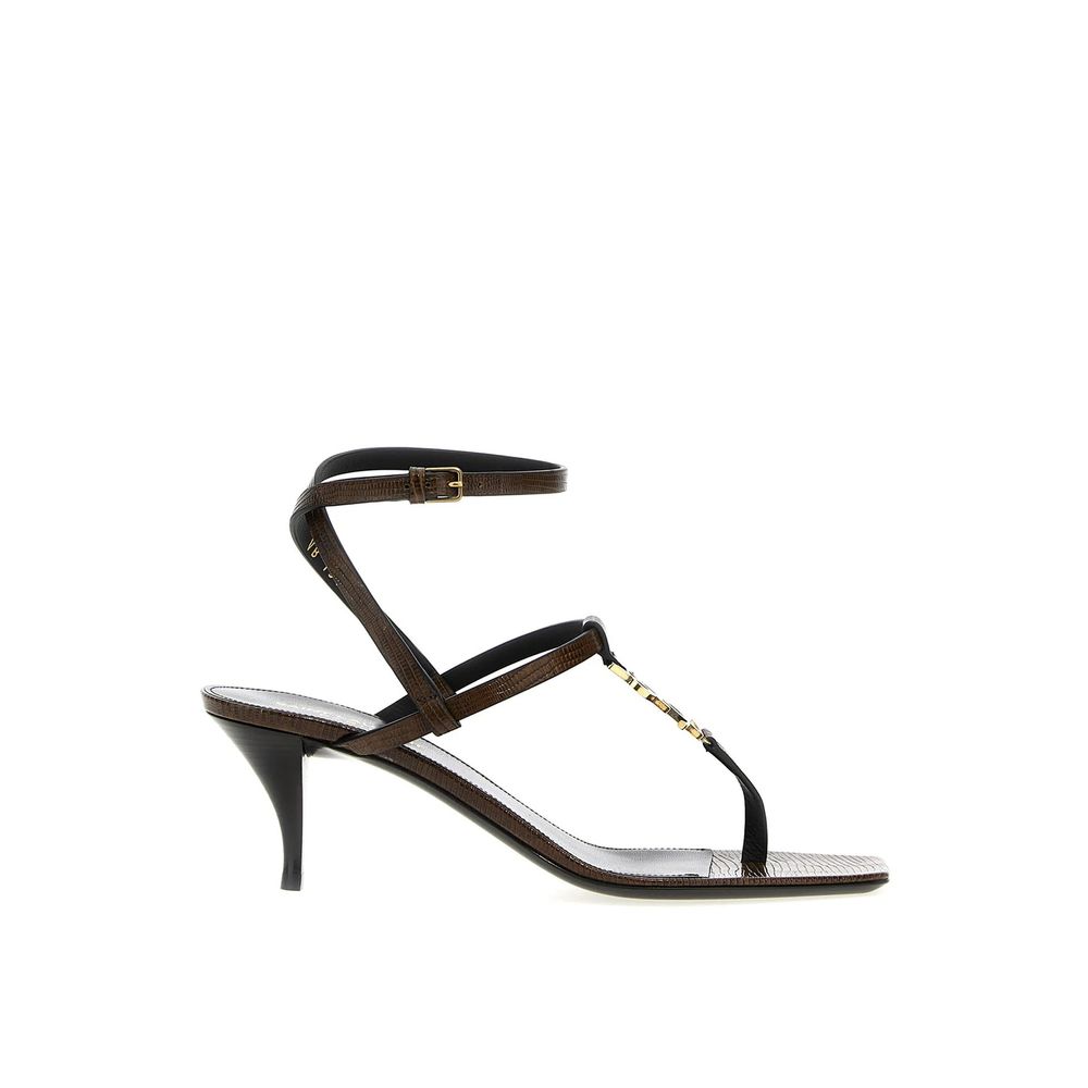 Saint Laurent Brown Calfskin Flat Sandals