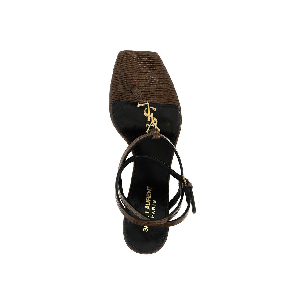 Saint Laurent Brown Calfskin Flat Sandals