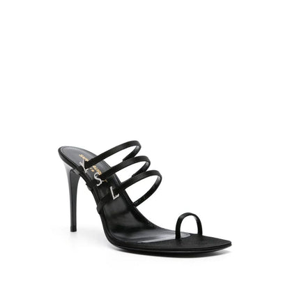 Saint Laurent Black Silk Stiletto Heel Sandals