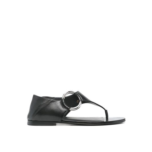 Saint Laurent Black Calfskin Flat Sandals