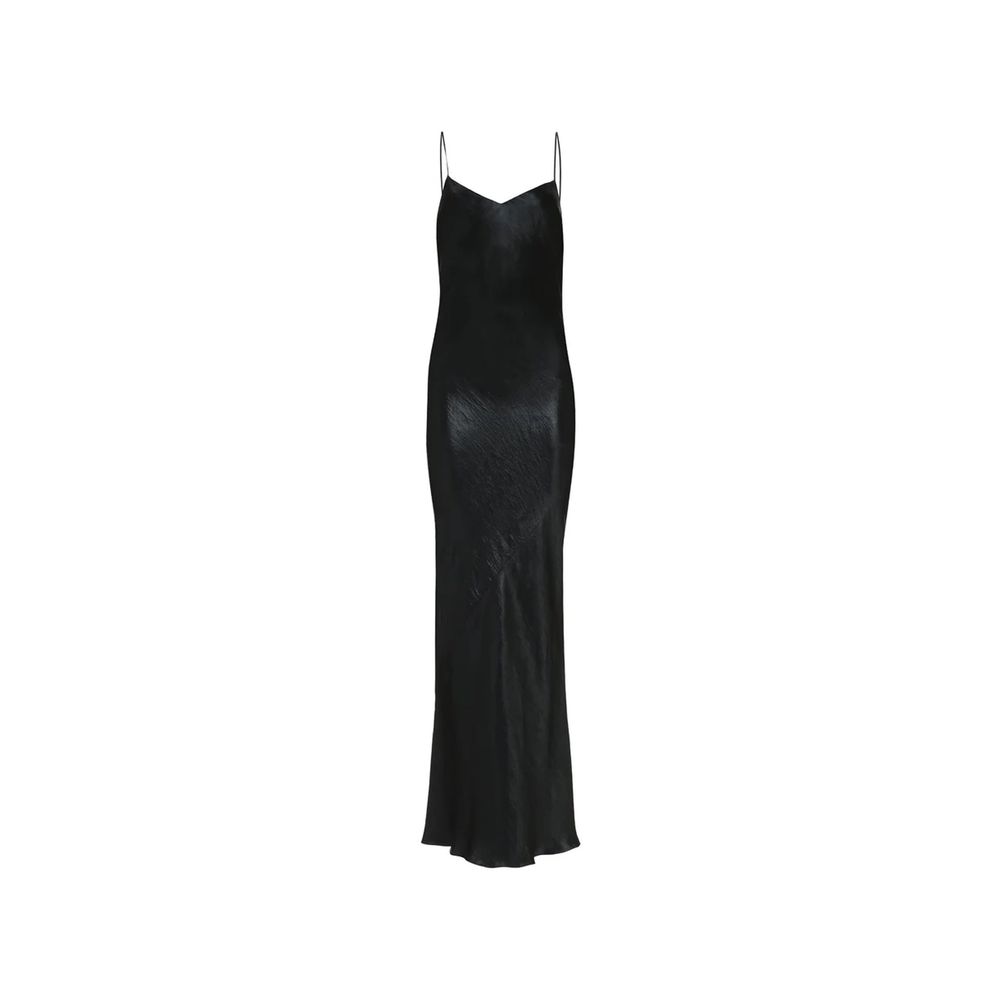 Saint Laurent Black Satin Slip Maxi Dress