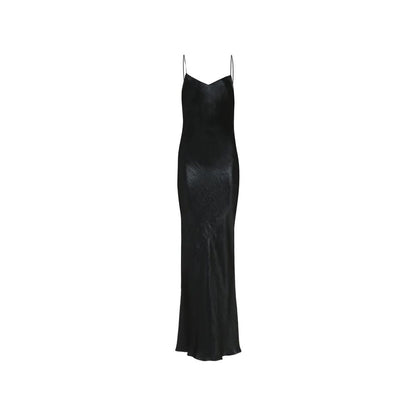 Saint Laurent Black Satin Slip Maxi Dress
