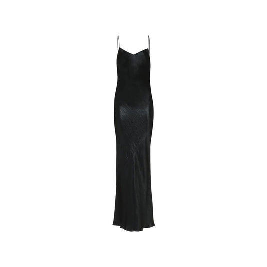 Saint Laurent Black Satin Slip Maxi Dress