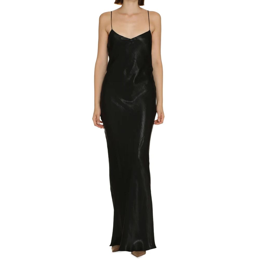Saint Laurent Black Satin Slip Maxi Dress