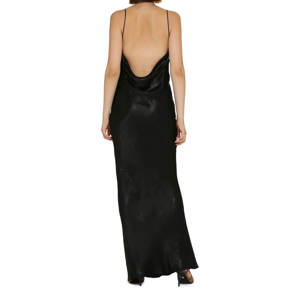 Saint Laurent Black Satin Slip Maxi Dress