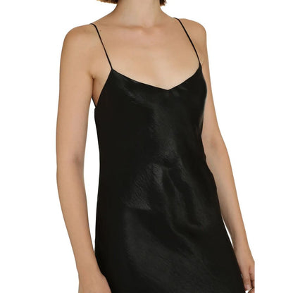 Saint Laurent Black Satin Slip Maxi Dress