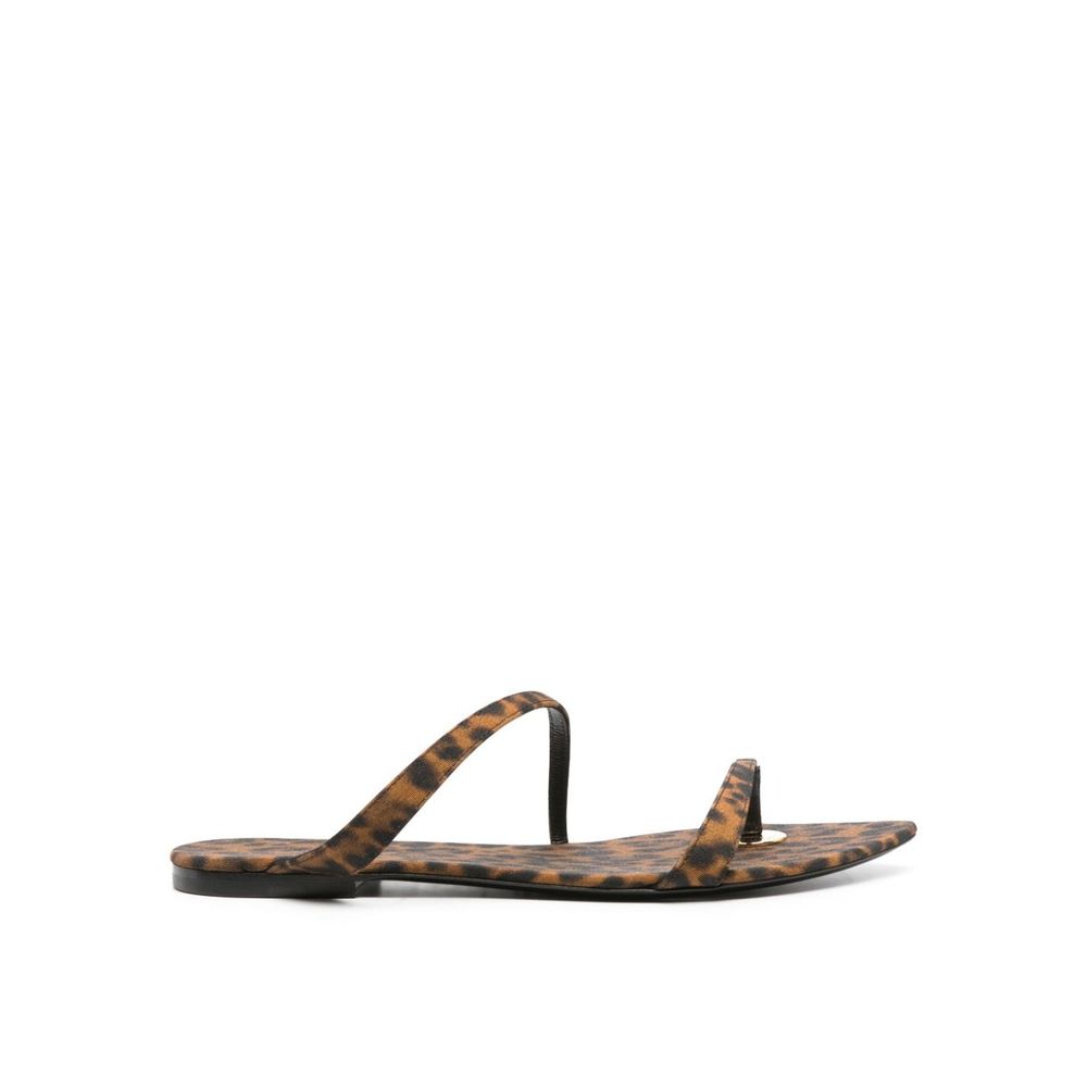Saint Laurent Brown Leopard Tanger Flat Sandals