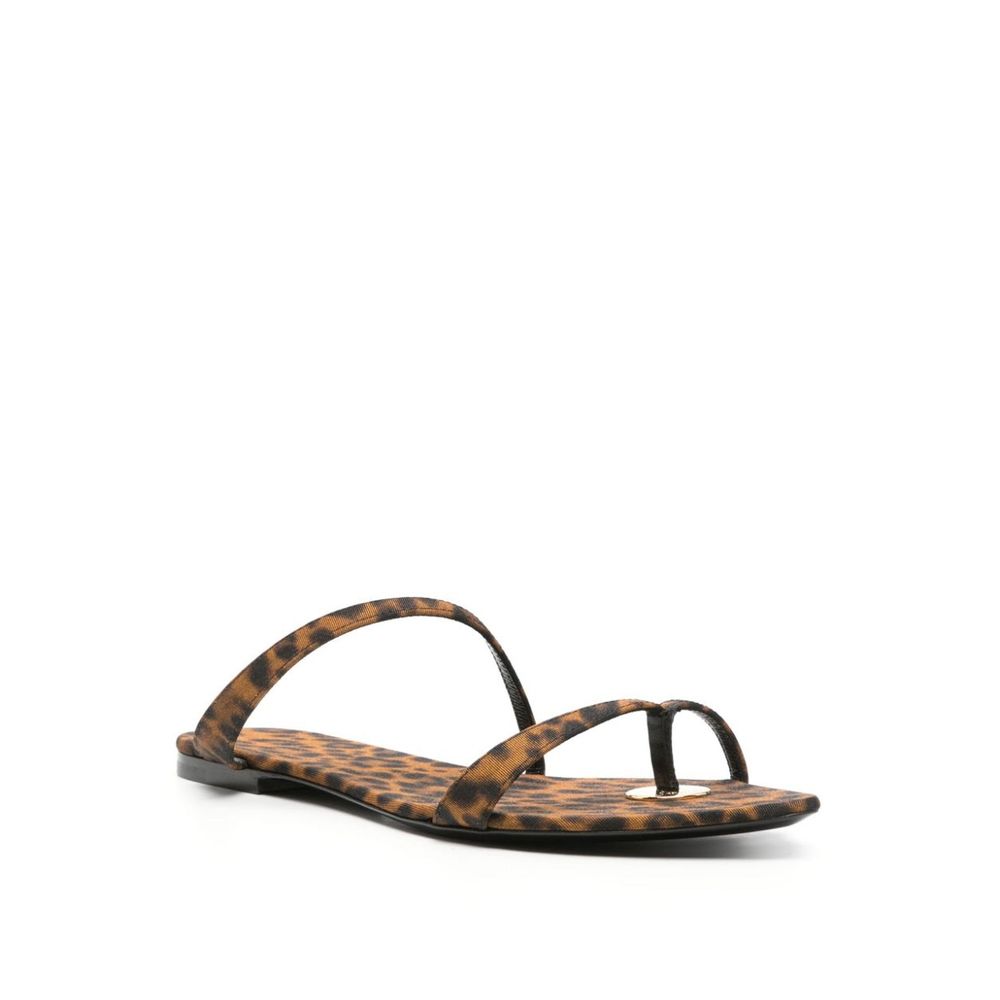 Saint Laurent Brown Leopard Tanger Flat Sandals