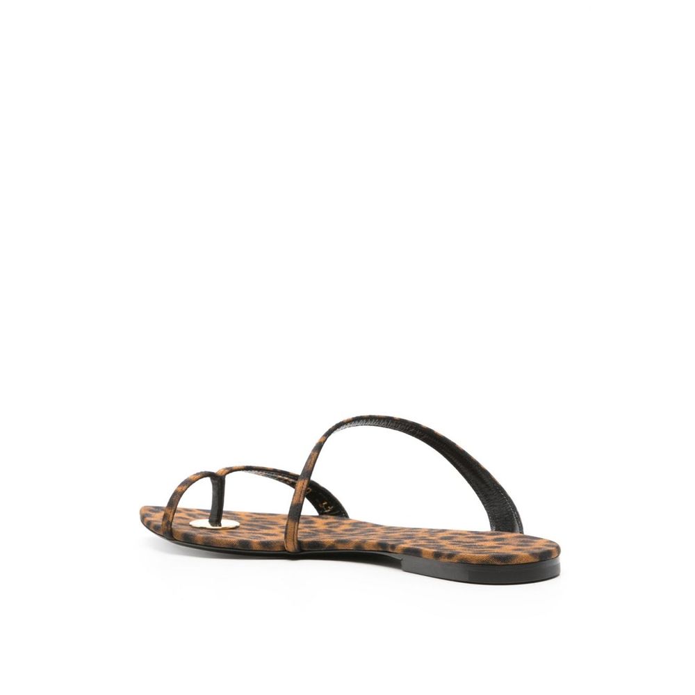 Saint Laurent Brown Leopard Tanger Flat Sandals