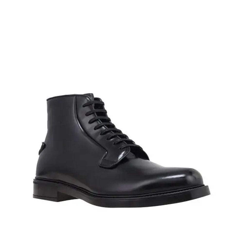 Prada Black Calfskin Lace-Up Boots for Men