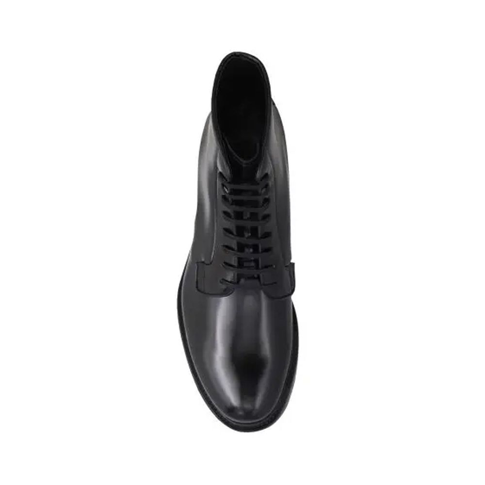 Prada Black Calfskin Lace-Up Boots for Men