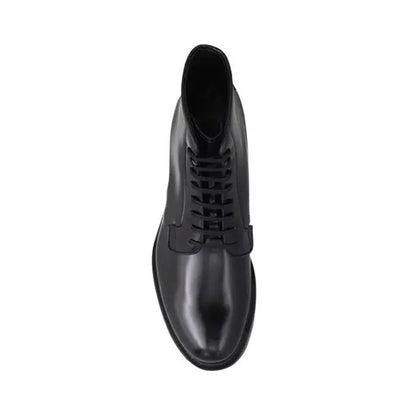 Prada Black Calfskin Lace-Up Boots for Men