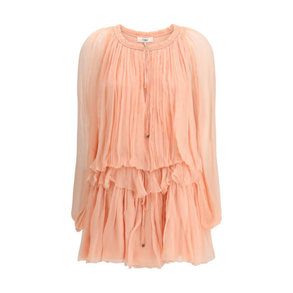 Chloé Peach Pink Silk Mini Dress with Cape