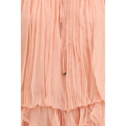 Chloé Peach Pink Silk Mini Dress with Cape