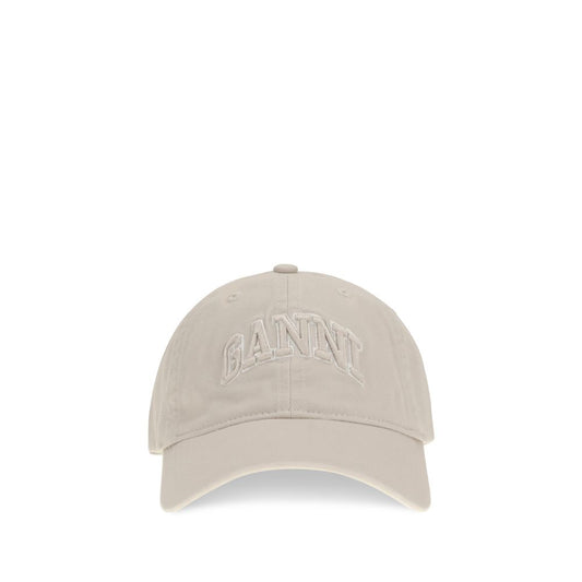 Ganni Beige Cotton Cap - Stylish Baseball Hat with Embroidered Logo