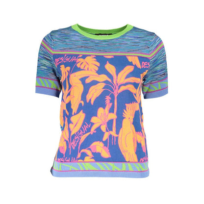 Desigual Blue Cotton T-Shirt - Women's Short Sleeve Shirt, XXL