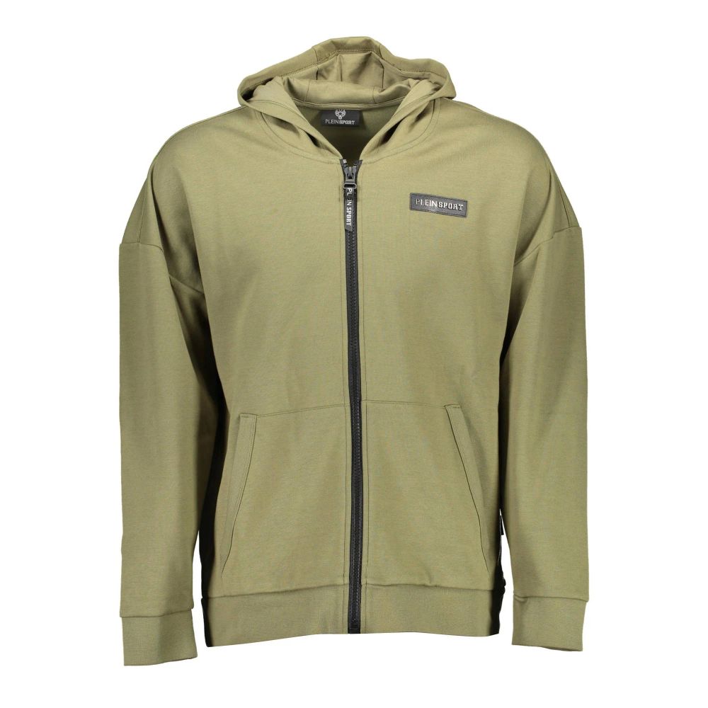 Plein Sport Bicolor Cotton Sweatshirt in Luxurious Green