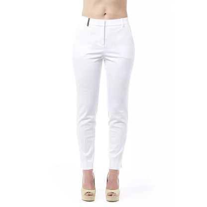 Peserico High Waist Trousers in White Cotton