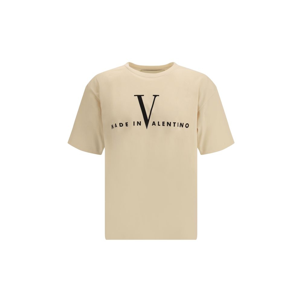 Valentino Cream Cotton Made in Valentino T-Shirt