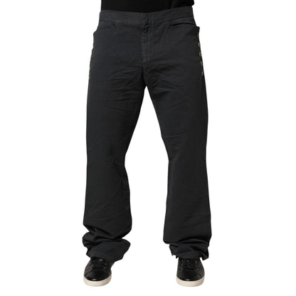 Just Cavalli Black Straight Fit Mid Waist Denim Trouser Jeans