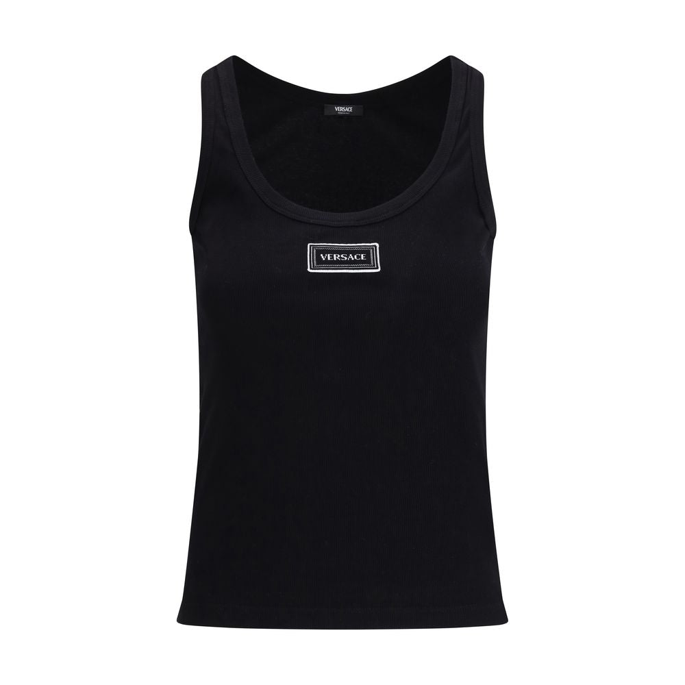 Versace Black Cotton Tank Top