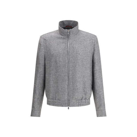Brunello Cucinelli Gray Linen Bomber Jacket