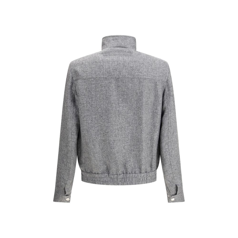 Brunello Cucinelli Gray Linen Bomber Jacket