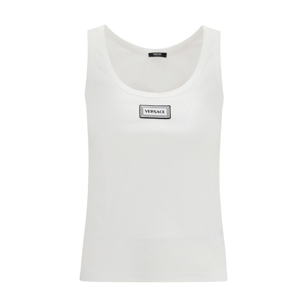 Versace White Cotton Tank Top: Sleek Luxury with a Vintage Edge